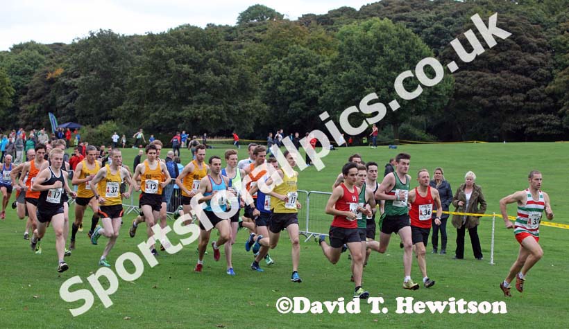 Start of the senior mens Northern Cross Country Relays, Graves Park, Sheffield.